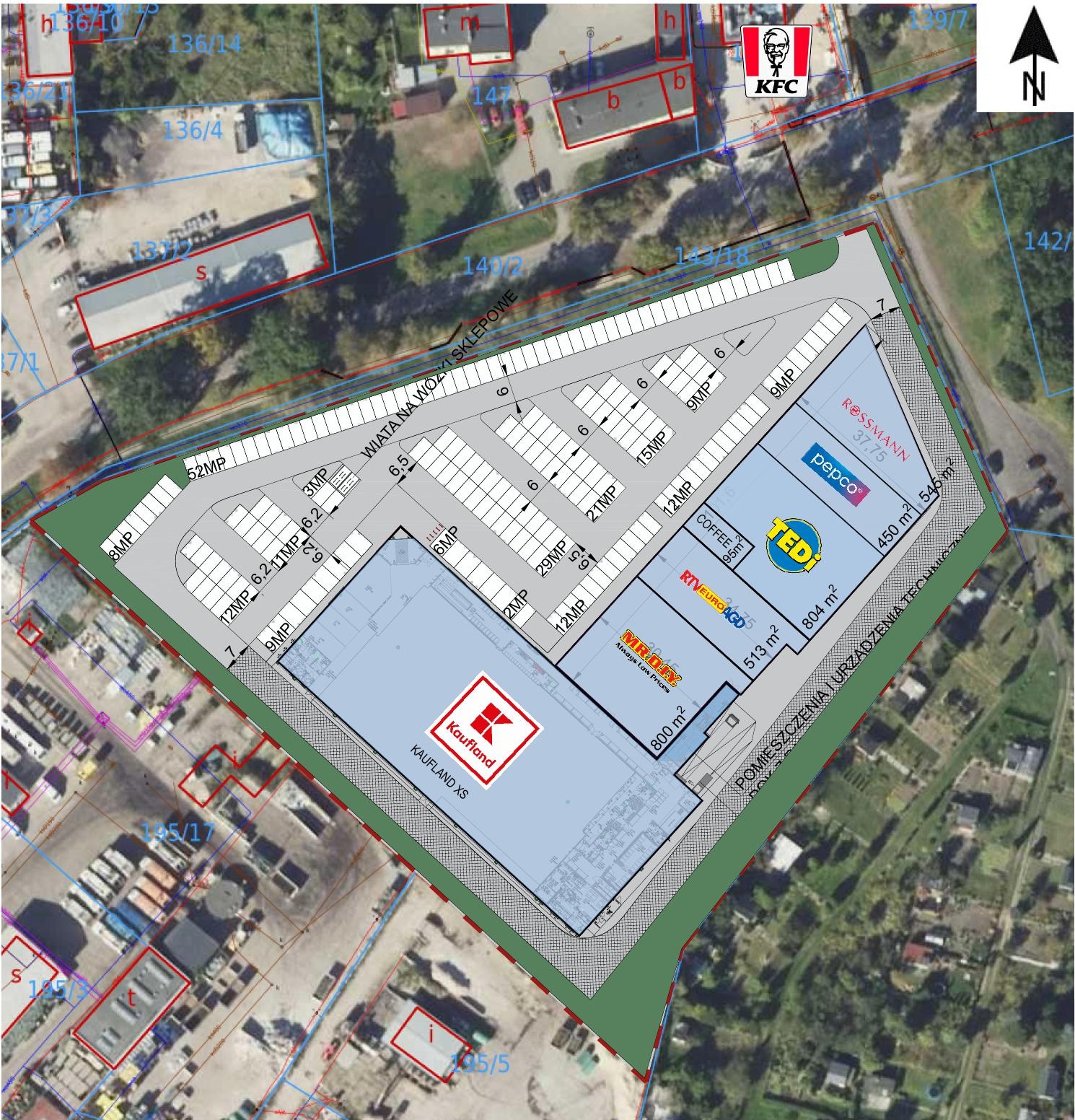 Plan zagospodarowania terenu SHOPLAND Starogard Gdański — ul. Tczewska